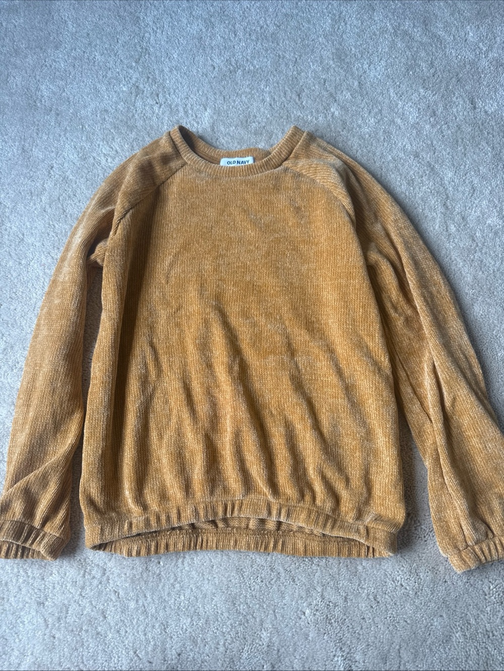 Old Navy Girl’s Mustard Chenille Crewneck Sweater